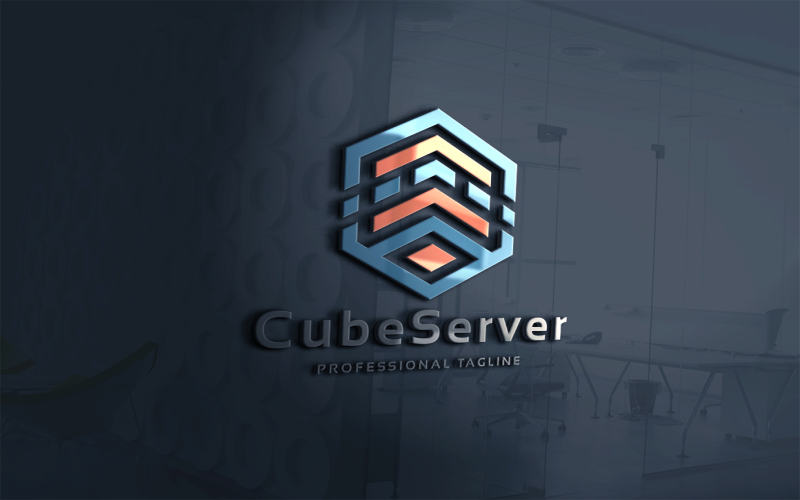 Modelo de logotipo do servidor Cube