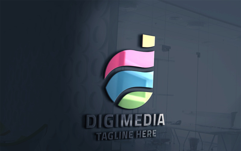 Шаблон логотипа буква d цифровых средств массовой информации