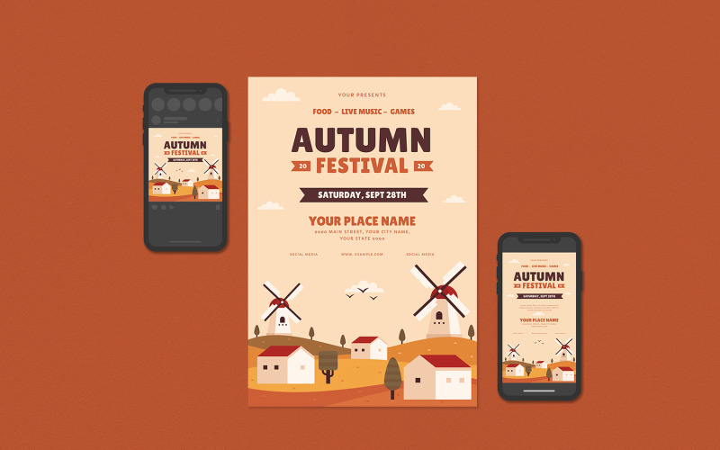 Download Фирменный стиль "Autumn Festival Flyer Set - Corporate Identity Template" / Autumn Festival Flyer Set - Corporate Identity Template - Фирменный стиль на тему графика autumn,banner,banners,card,clean,event,fall,festival,flyer,gathering,harvest,invitation,invite,leaves,party,post,postcard,poster,seasonal,seasons