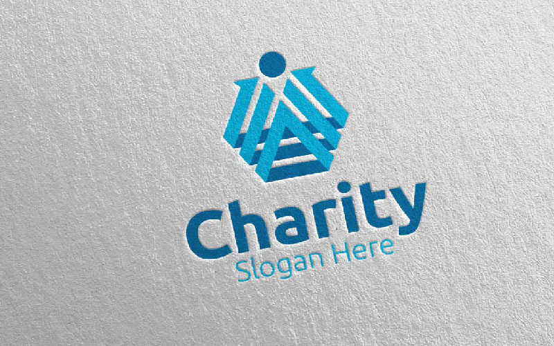 Modello di Logo di amore 84 mano di carità umana