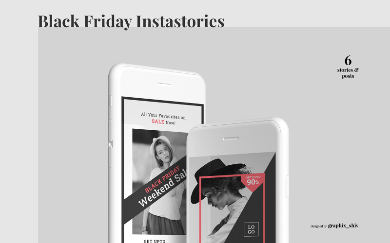 Modello di social media del kit di Instagram di vendita del Black Friday