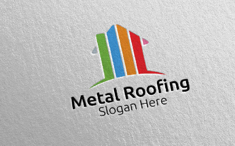 Download Шаблон логотипа "Real Estate Metal Roofing 4 Logo Template" / Real Estate Metal Roofing 4 Logo Template - Шаблон логотипа на тему графика metal,roofing,logo,real estate,aluminium,zinc,galvalume,property,renovation,repair,construction,contractor,fix,handyman,architecture,screw,steel,coated,tile