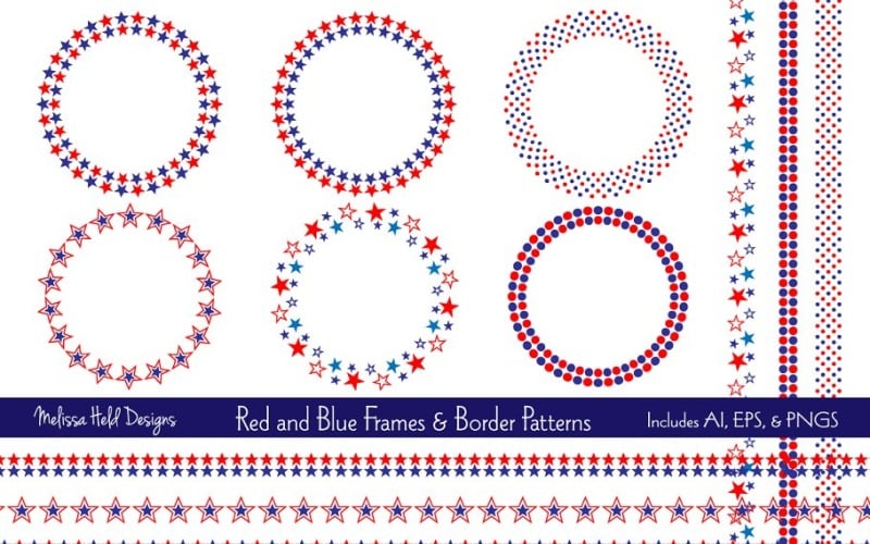 Red Blue Frames and Border Pattern