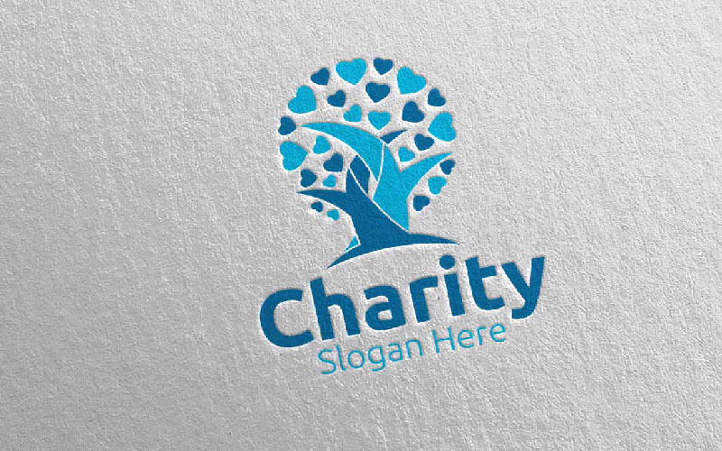 Шаблон логотипа Tree Charity Hand Love 80
