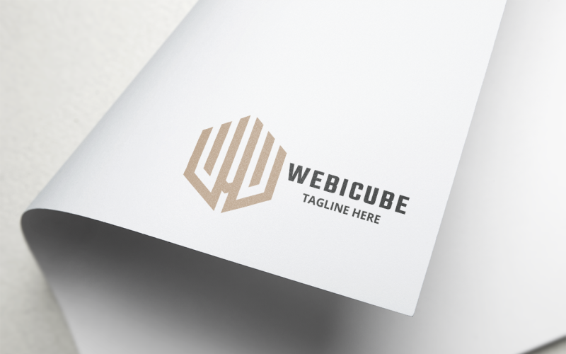 Webové krychle písmeno W Logo šablona