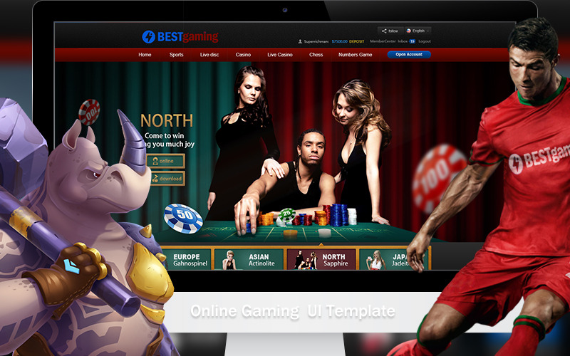 Gambling Site UI Layed PSD Template 144758 TemplateMonster