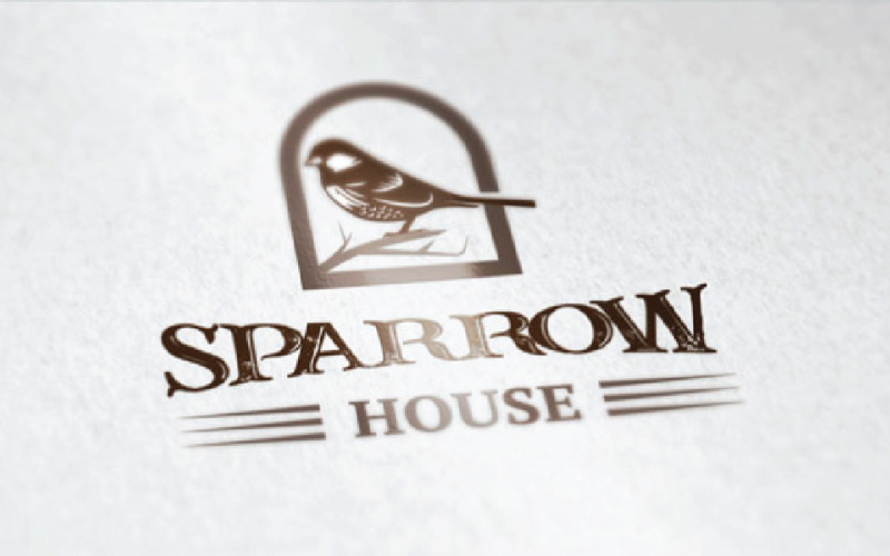Download Шаблон логотипа "Sparrow Vintage Logo" / Sparrow Vintage Logo - Шаблон логотипа на тему графика bird,sparrow,swift,wing,animal,clothing,community,corporation,creative,freedom,eagle,falcon,crow,king,swan