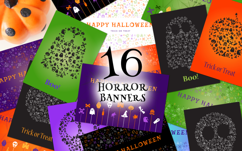 Download Иллюстрация "Halloween Greetings Pack - Illustration" / Halloween Greetings Pack - Illustration - Иллюстрация на тему графика halloween,vector,background,set,banner,happy,pumpkin,poster,party,fun,illustration,ghost,web,bat,witch,spider,october,treat,trick,horror