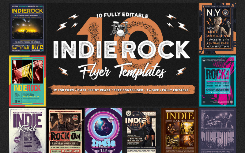 10 Indie Rock Flyer Bundle - Corporate Identity Template