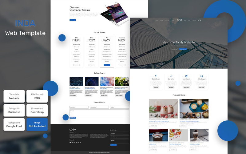 Download PSD шаблон "Inda - Business Material PSD Template" / Inda - Business Material PSD Template - PSD шаблон на тему дизайн и фотография design,template,web,website,web design,landing page,page,web template,landing,business,marketing,digital,seo,blog,portfolio,services,responsive,theme