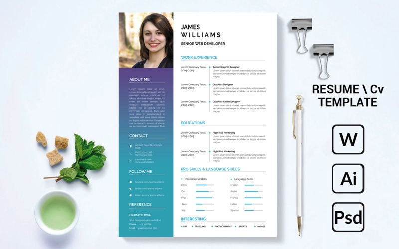 Download Резюме "Professional Resume Template" / Professional Resume Template - Резюме на тему графика apple clean cover eps illustrator letter mac page pages resume template word cv microsoft photoshop cafe cover curriculum delivery employment food job letter receptionist restaurant resume se