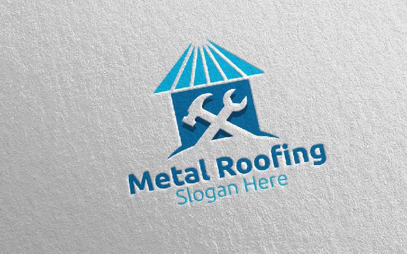 Download Шаблон логотипа "Real Estate Metal Roofing 15 Logo Template" / Real Estate Metal Roofing 15 Logo Template - Шаблон логотипа на тему графика metal,roofing,logo,real estate,aluminium,zinc,galvalume,property,renovation,repair,construction,contractor,fix,handyman,architecture,screw,steel,coated,tile