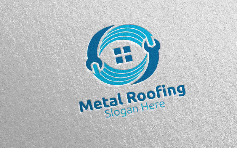 Download Шаблон логотипа "Real Estate Metal Roofing 18 Logo Template" / Real Estate Metal Roofing 18 Logo Template - Шаблон логотипа на тему графика metal,roofing,logo,real estate,aluminium,zinc,galvalume,property,renovation,repair,construction,contractor,fix,handyman,architecture,screw,steel,coated,tile