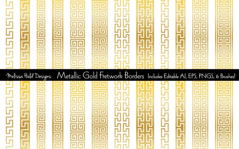 Download Pattern "Gold Fretwork Border Pattern" / Gold Fretwork Border Pattern - Pattern на тему графика fret,fretwork,greek key,meander,border,decorative,stationery,classical,gold,white,metallic,gradient,elegant,classic,stripe,print,design,decor,vector,pattern