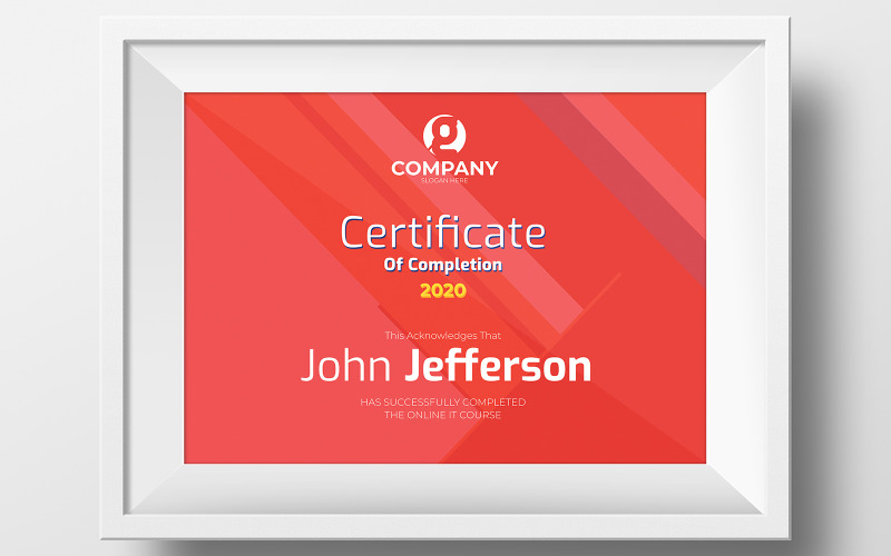 Modello di certificato gratuito di completamento
