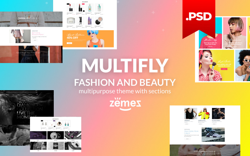 Download PSD шаблон "Multifly - Multipurpose Fashion and Beauty Online Store PSD Template" / Multifly - Multipurpose Fashion and Beauty Online Store PSD Template - Адаптивный PSD шаблон на тему магазин косметики fashion store,beauty center,beauty salon,high fashion,fashion boutique,accessories,jewelry store,responsive,diamond,ecommerce,jewellery,modern,women fashion,fashion portal,clothing,minimalist