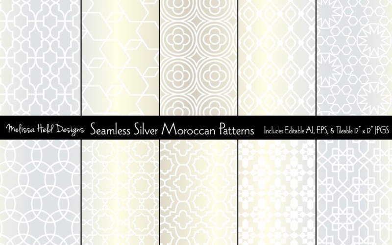 Download Pattern "Silver Seamless Moroccan Pattern" / Silver Seamless Moroccan Pattern - Pattern на тему графика moroccan,middle eastern,tile,intricate,ornate,geometric,abstract,decor,persian,vector,pattern,printable,textile,design,background,backdrop,seamless,repeat,tileable,wallpaper