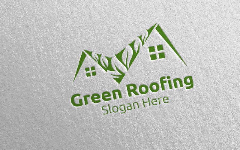 Inmobiliaria Green Roofing 32 Plantilla de logotipo