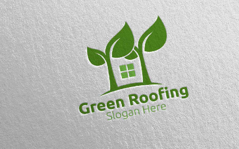 Plantilla de logotipo de techos verdes 38 de bienes raíces