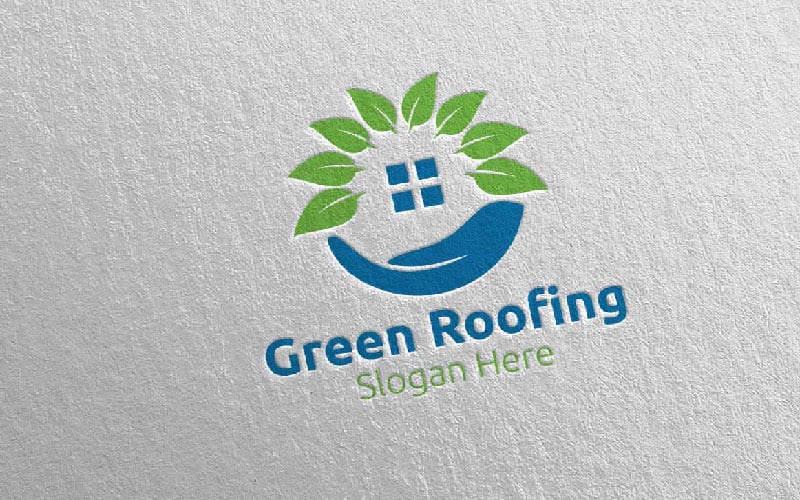Real Estate Green Roofing 33 Plantilla de logotipo