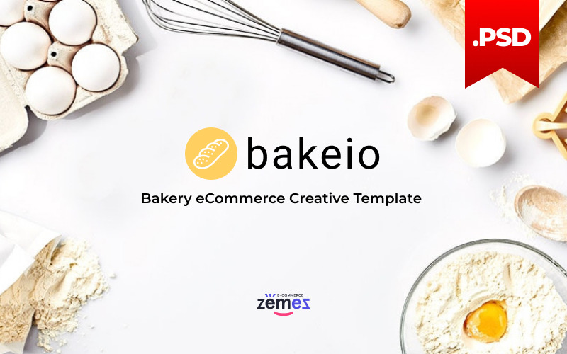 Download PSD шаблон "Bakeio - Bakery eCommerce Creative PSD Template" / Bakeio - Bakery eCommerce Creative PSD Template - Адаптивный PSD шаблон на тему хлебобулочные изделия cake shop,sweet shop,cafeteria,pastry,confectionery,coffee shop,wedding event,food store,bakery,cupcake,barista,sweets,cafe,dessert,minimalist design,clean design,mobile friendly,responsive d