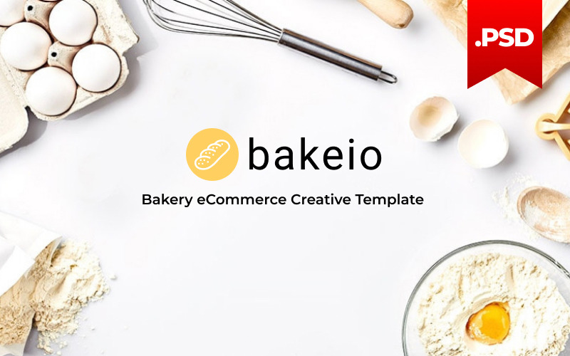 Bakeio - Plantilla PSD creativa de comercio electrónico de panadería