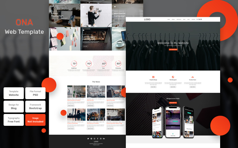 Download PSD шаблон "Ona - Business Material PSD Template" / Ona - Business Material PSD Template - PSD шаблон на тему бизнес и услуги banner,business,cover,design,template,home,promotion,web,corporate,creative,email,company,modern,portfolio,landing page,information,page,premium,services,web template