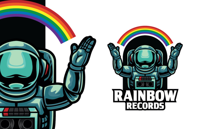 Download Шаблон логотипа "Astronaut Rainbow Record Music Logo Template" / Astronaut Rainbow Record Music Logo Template - Шаблон логотипа на тему графика logo,logomascot,mascot,logotemplate,character,illustration,vector,graphic,astronaut,music,rainbow,studio,entertainment
