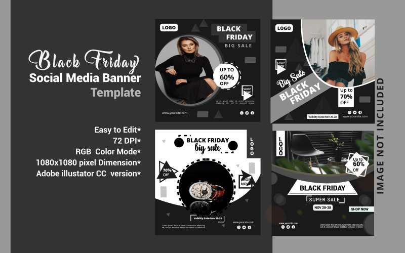 Black Friday banner mall. för sociala medier