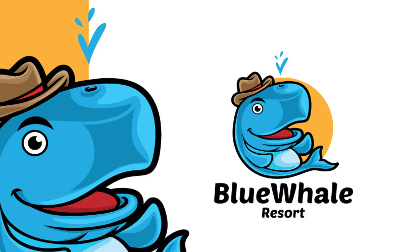 Download Шаблон логотипа "Blue Whale Resort Logo Template" / Blue Whale Resort Logo Template - Шаблон логотипа на тему графика logo,logomascot,mascot,logotemplate,character,illustration,vector,graphic,blue,whale,resort,hotel,vacation