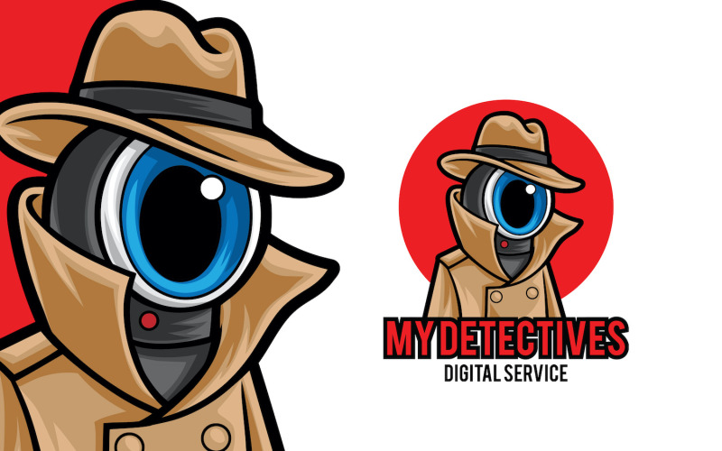 Modèle de logo de mascotte de sécurité CCTV