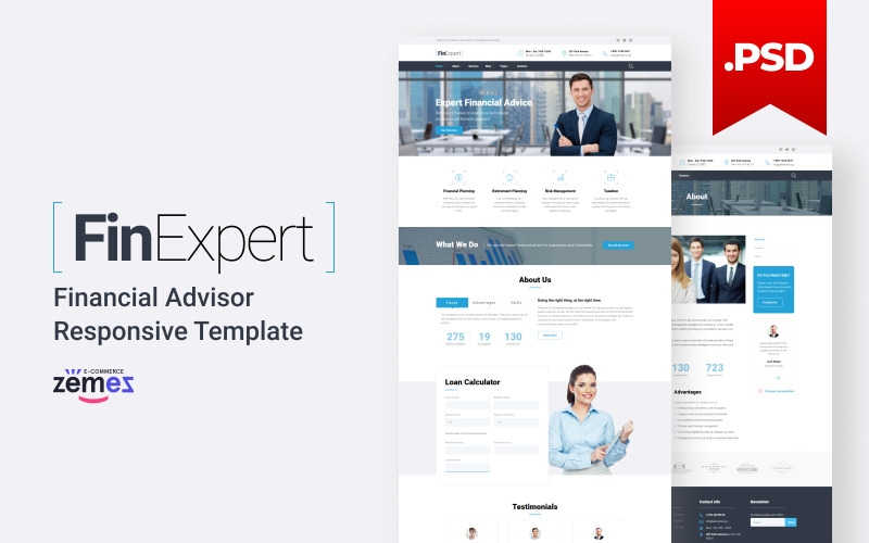 FinExpert - Financial Advisor Responsive Website PSD Template