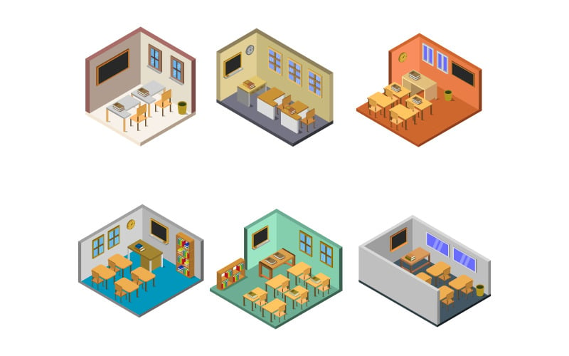 Isometrische School Room Set - Vector Afbeelding