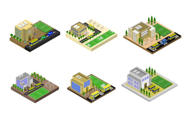 Isometric School Set On White Background Vector