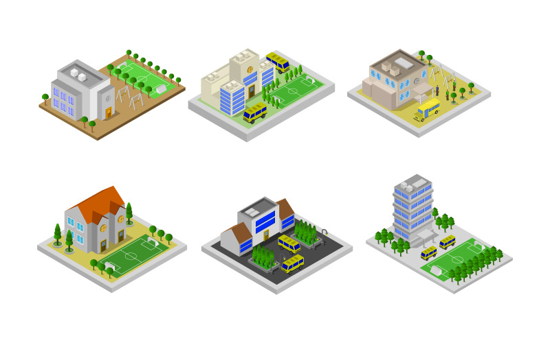 Isometrische School Set - Vector Afbeelding
