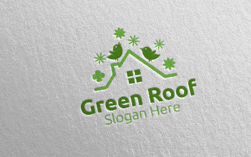 Modelo de logotipo do Imobiliário Green Roofing 53