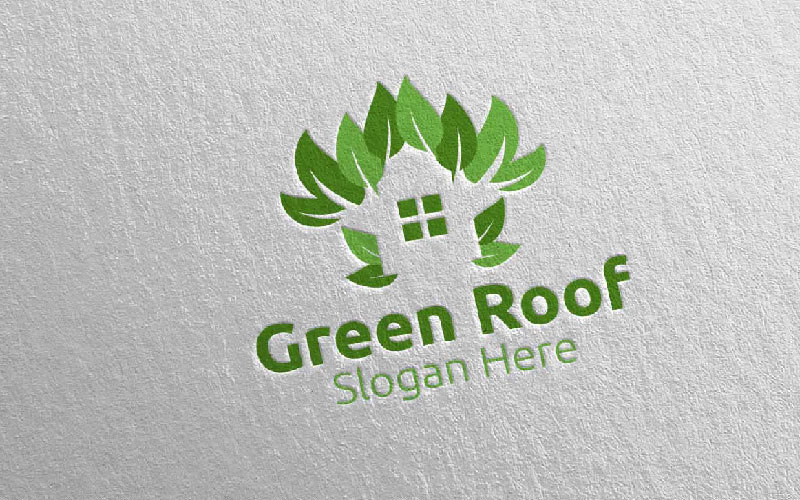 Modèle de logo de toit vert immobilier 57