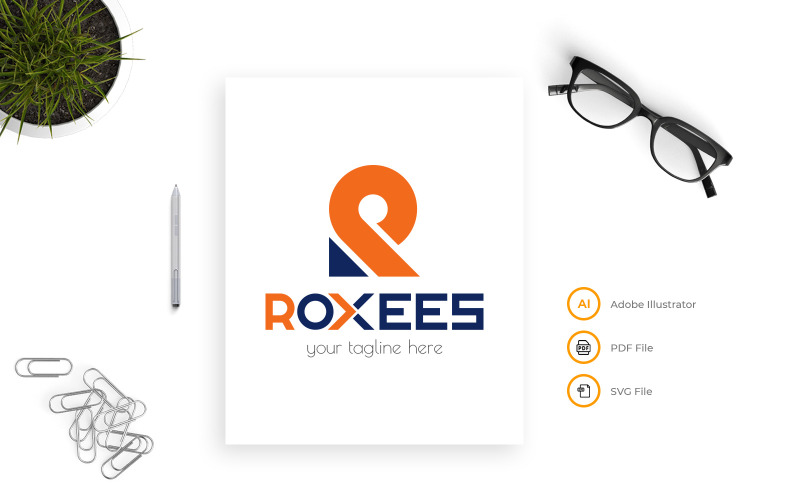 Download Шаблон логотипа "Roxees Logo Template" / Roxees Logo Template - Шаблон логотипа на тему графика character,logo,company,branding,brand,simple,minimal,professional,creative,template
