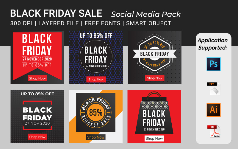 Volume del modello di banner quadrato del Black Friday - 11 per i social media