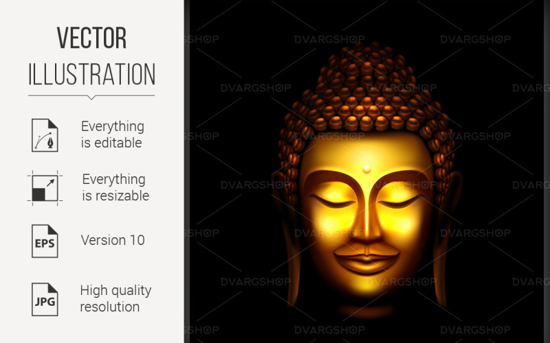 Download Vector "Buddha - Vector Image" / Buddha - Vector Image - Vector на тему графика black,background,face,buddha,golden,bangkok,east,pray,god,buddhism,calm,sculpture,thailand,temple,light,buddhist,vintage,thai,asian,oriental