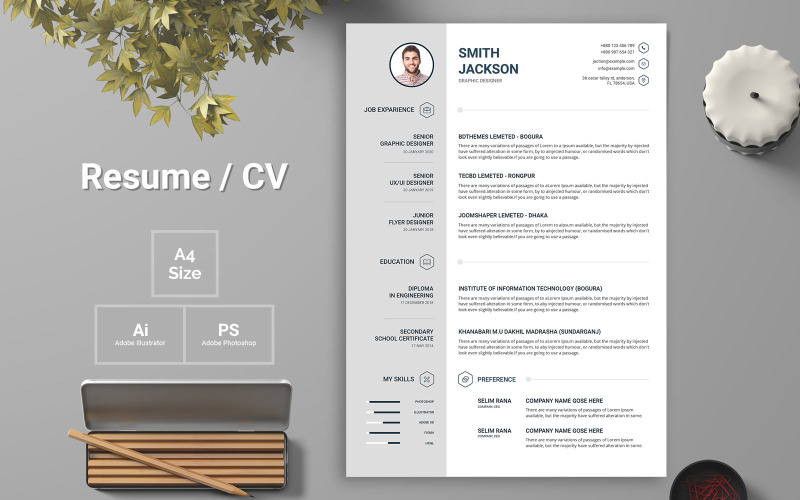 Clean CV Resume Template #115931 - TemplateMonster