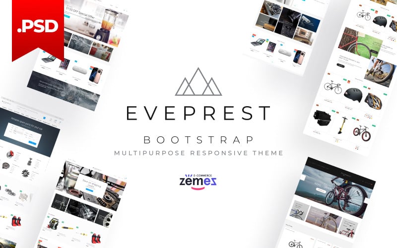 Download Eveprest Multipurpose Bootstrap Website Psd Template PSD Mockup Templates