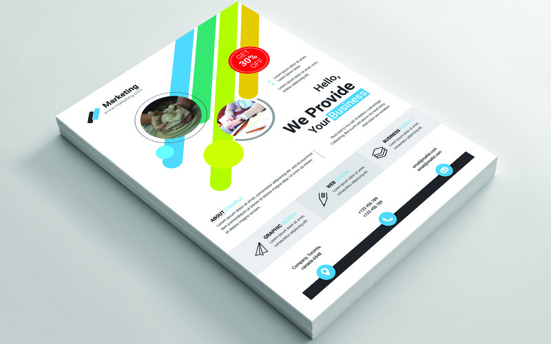 Download Фирменный стиль "Flyer - Corporate Identity Template" / Flyer - Corporate Identity Template - Фирменный стиль на тему графика black,blue,brand,business card,card,clean,cmyk,color,company,corporate,creative,design,designer,eps,green,horizontal,modern,personal,print,print ready