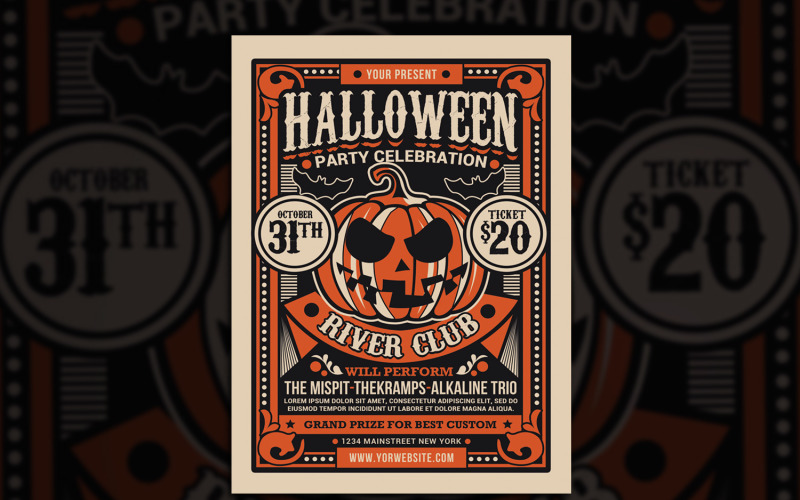 Download Фирменный стиль "Halloween Party Flyer - Corporate Identity Template" / Halloween Party Flyer - Corporate Identity Template - Фирменный стиль на тему графика costume party,devil,flyer template,full moon,halloween,halloween flyer,halloween party,haunted,haunted house,hell,holiday,horror,hot halloween,martini,masquerade,music,night,nightclub,party,p