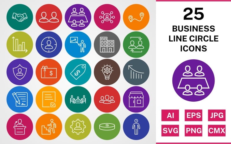 25 BUSINESS LINE CIRCLE PACK Icon Set