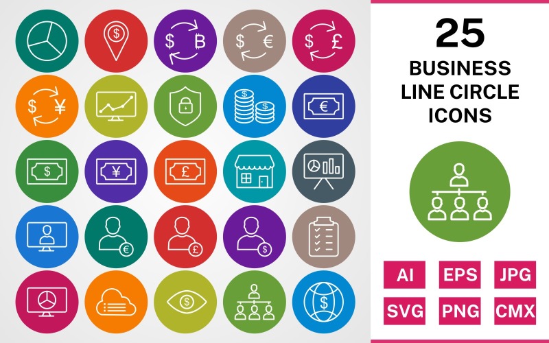 Набор иконок 25 Business LINE CIRCLE PACK
