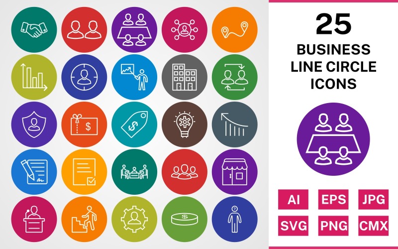 Набор иконок 25 Business LINE CIRCLE PACK