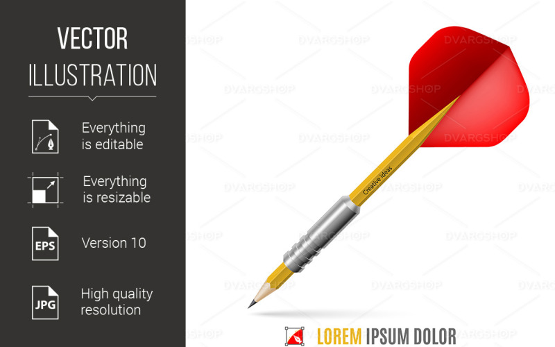 Download Vector "Targeting - Vector Image" / Targeting - Vector Image - Vector на тему графика idea,dart,pencil,targeting,concept,creativity,lead,poster,yellow,planning,solution,element,drawing,vector,art,choice,symbol,thinking,imagination,design