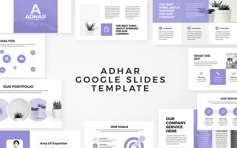 Adhar - moderní minimální obchodní prezentace Google Slides