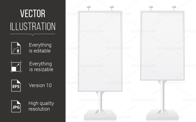 Download Vector "Billboard - Vector Image" / Billboard - Vector Image - Vector на тему графика billboard,background,white,illustration,selling,publicity,commercial,display,new,signpost,information,blank,city,urban,canvas,announcement,vertical,outdoor,message,advertising